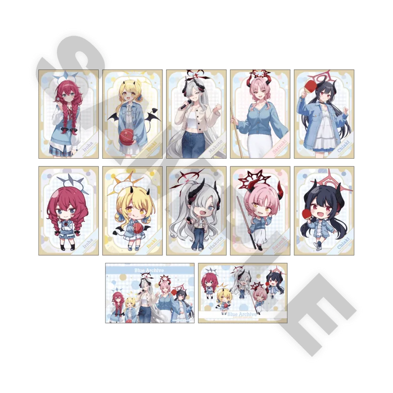 Bộ đầy đủ thẻ minh họa (Iroha,Ibuki,Makoto,Satsuki,Chiaki) Blue Archive × Round One